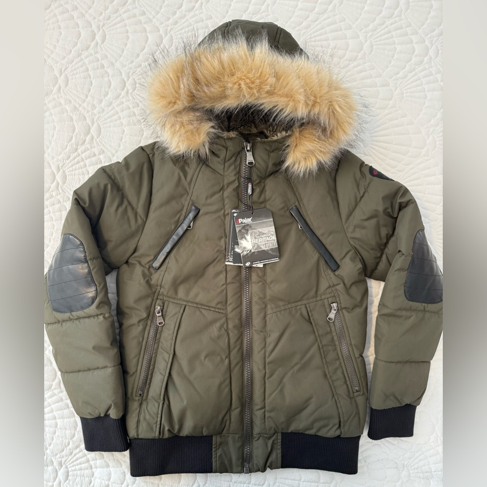NWT Pajar Kids Winter Parka - Dark green with black trims- Size 18